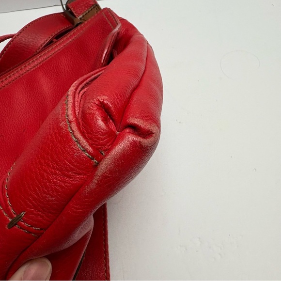Fossil Red Leather Crossbody Bag with Exterior Pockets Y2K - Picture 13 of 13